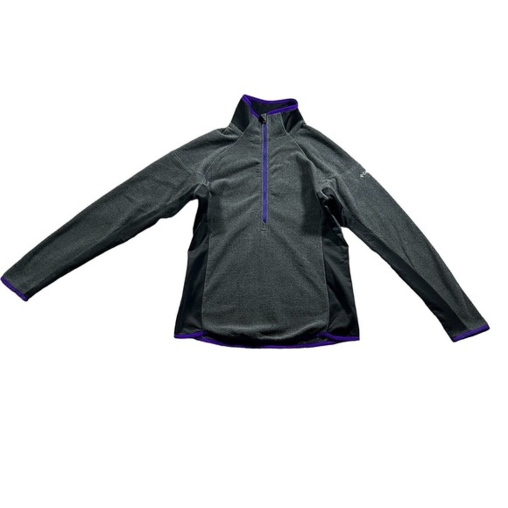 Columbia Jacket Womens S Gray Purple Quarter Zip Fleece Sweatshirt Pullover